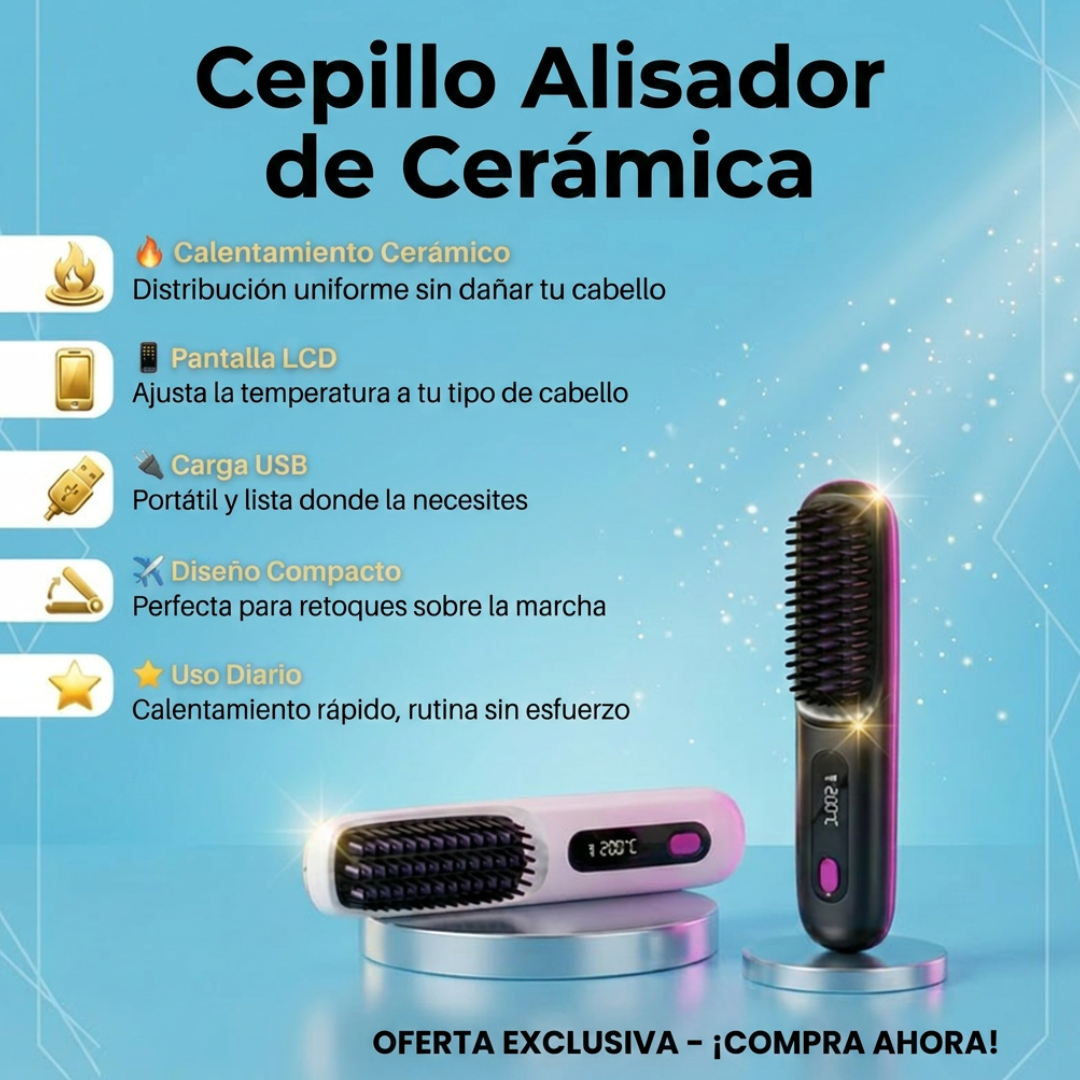 Cepillo Alisador Inalámbrico de Cerámica