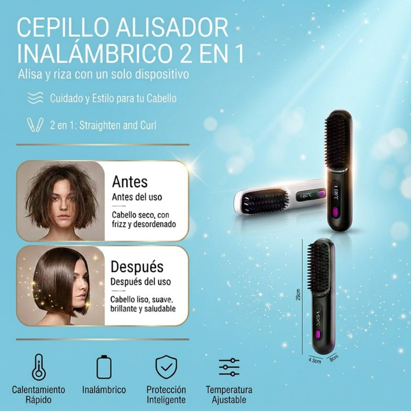 Cepillo Alisador Inalámbrico de Cerámica