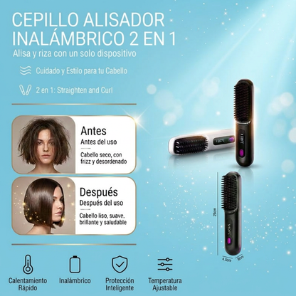 Cepillo Alisador Inalámbrico de Cerámica