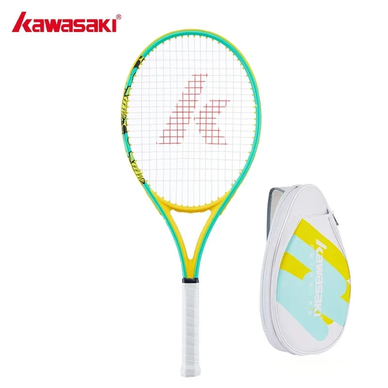 Kawasaki raquetas de tenis de fibra de carbono con marco ovalado, raqueta de tenis de entrenamiento de nivel medio con bolsa