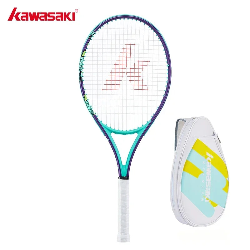 Kawasaki raquetas de tenis de fibra de carbono con marco ovalado, raqueta de tenis de entrenamiento de nivel medio con bolsa