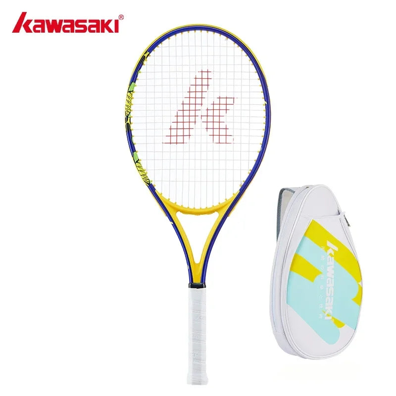 Kawasaki raquetas de tenis de fibra de carbono con marco ovalado, raqueta de tenis de entrenamiento de nivel medio con bolsa